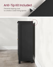 Bathroom Floor Storage Cabinet – White Wood – Ink Black – 4 Drawers and 1 Wardrobe Compartment