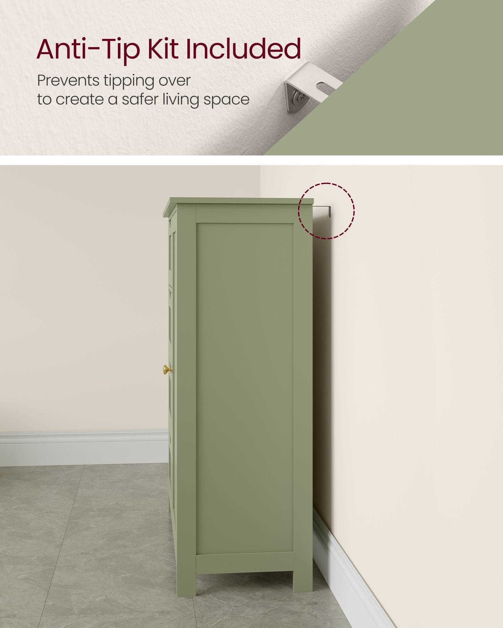 Bathroom Storage Unit – Wood – White – 4 Drawers and 1 Wardrobe Compartment