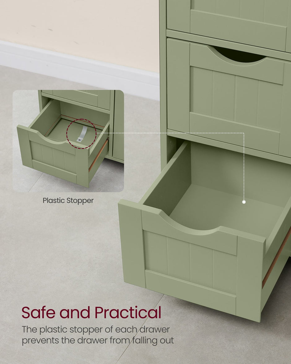 Bathroom Storage Unit – Wood – White – 4 Drawers and 1 Wardrobe Compartment