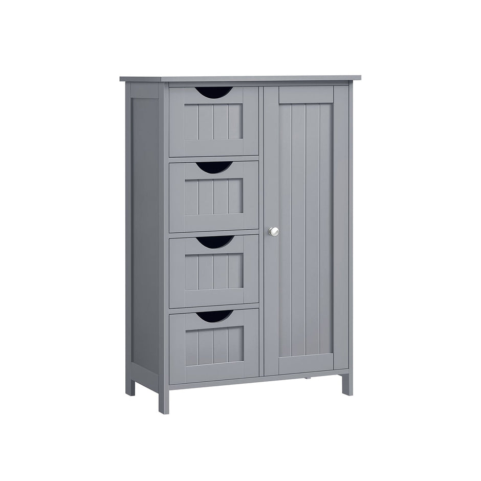 Wooden Cabinet – White – 4 Drawers and 1 Wardrobe Compartment