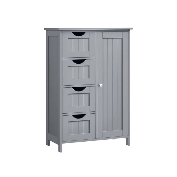 Wooden Cabinet – White – 4 Drawers and 1 Wardrobe Compartment