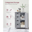 Bathroom Floor Storage Cabinet – Wood – White – Features 4 Drawers and 1 Wardrobe Compartment