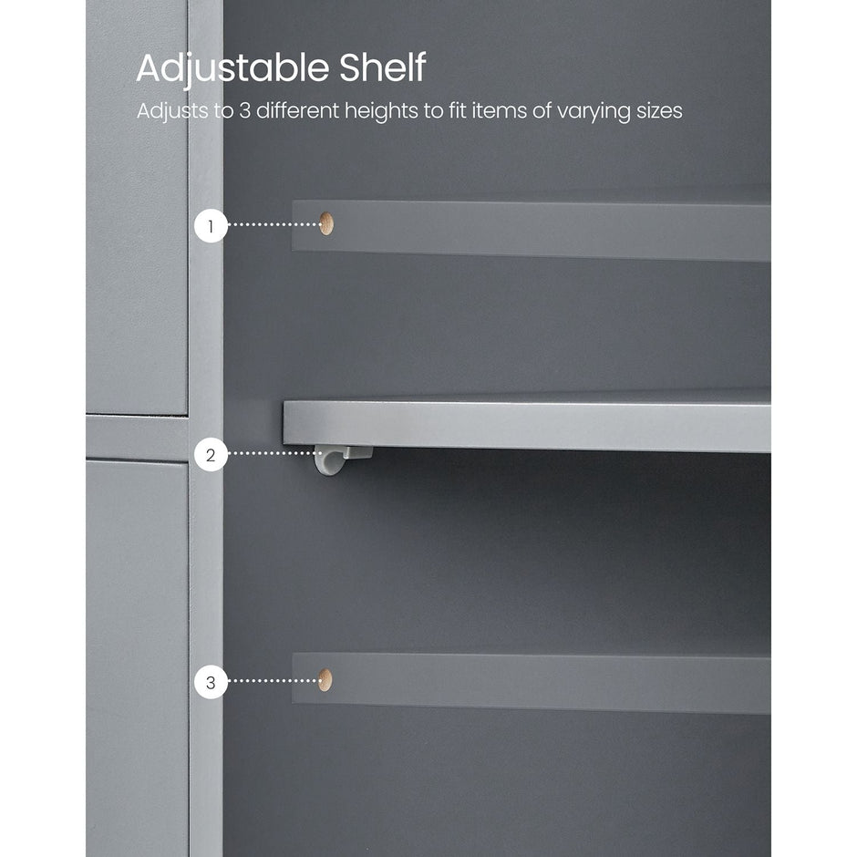 Bathroom Floor Storage Cabinet – Wood – White – Features 4 Drawers and 1 Wardrobe Compartment
