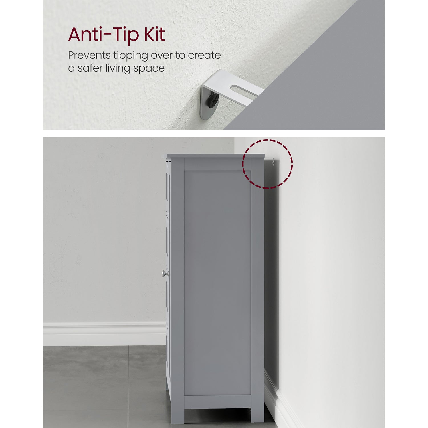 Bathroom Floor Storage Cabinet – Wood – White – Features 4 Drawers and 1 Wardrobe Compartment
