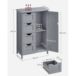 Bathroom Floor Storage Cabinet – Wood – White – Features 4 Drawers and 1 Wardrobe Compartment