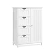 Bathroom Floor Storage Cabinet – Wood – Cloud White – 4 Drawers and Adjustable Shelf