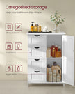 Bathroom Floor Storage Cabinet – Wood – Cloud White – 4 Drawers and Adjustable Shelf