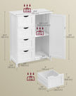 Bathroom Floor Storage Cabinet – Wood – Cloud White – 4 Drawers and Adjustable Shelf