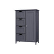 Bathroom Floor Storage Cabinet – White Wood – Grey – 4 Drawers and 1 Wardrobe Compartment