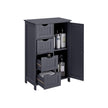 Bathroom Floor Storage Cabinet – White Wood – Grey – 4 Drawers and 1 Wardrobe Compartment