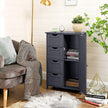 Bathroom Floor Storage Cabinet – White Wood – Grey – 4 Drawers and 1 Wardrobe Compartment