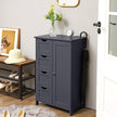 Bathroom Floor Storage Cabinet – White Wood – Grey – 4 Drawers and 1 Wardrobe Compartment