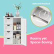 Bathroom Floor Storage Cabinet – Wood – Cloud White – Freestanding with 4 Drawers and 1 Door