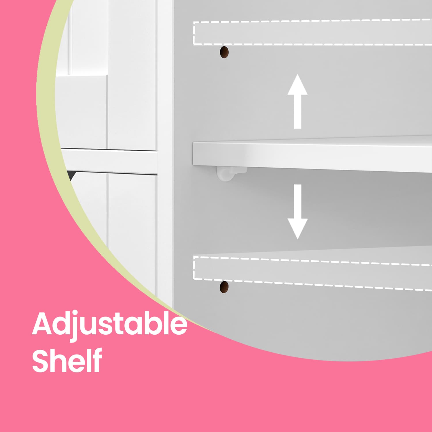 Bathroom Floor Storage Cabinet – Wood – Cloud White – Freestanding with 4 Drawers and 1 Door