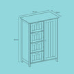 Bathroom Floor Storage Cabinet – Wood – Cloud White – Freestanding with 4 Drawers and 1 Door