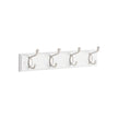 Wall-Mounted Coat Rack – Wood and Metal – White and Silver – 4 Hooks