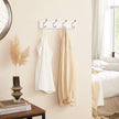 Wall-Mounted Coat Rack – Wood and Metal – White and Silver – 4 Hooks