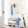 Wall-Mounted Coat Rack – Wood and Metal – White and Silver – 4 Hooks