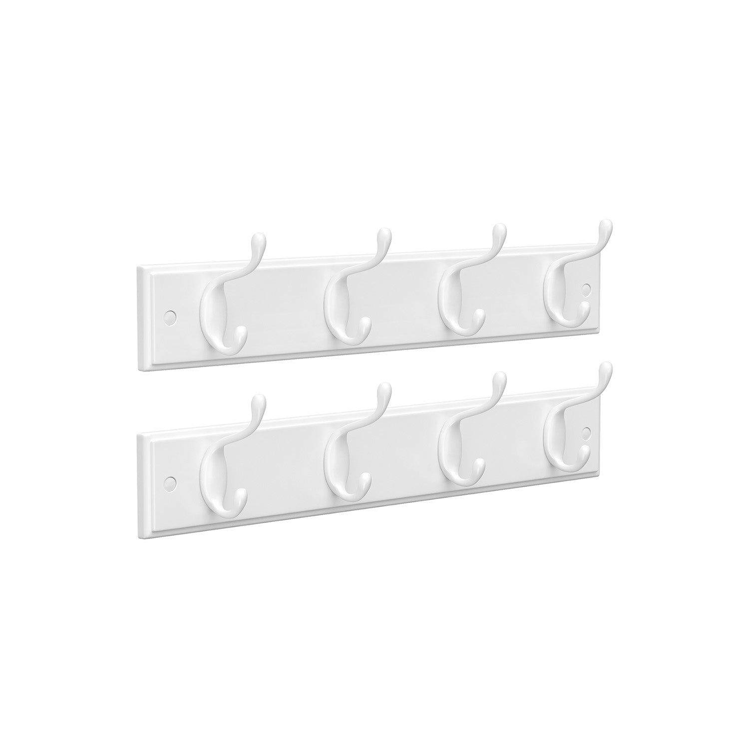 Set of 2 Wall-Mounted Coat Racks – Metal and Wood – Cloud White – 4 Hooks Each