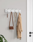 Set of 2 Wall-Mounted Coat Racks – Metal and Wood – Cloud White – 4 Hooks Each