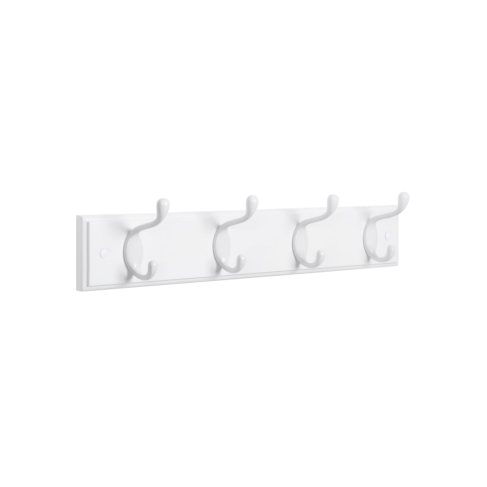Wall-Mounted Coat Rack – Wood – White – 4 Metal Hooks