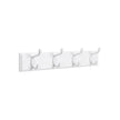 Wall-Mounted Coat Rack – Wood – White – 4 Metal Hooks