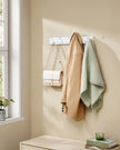 Wall-Mounted Coat Rack – Wood – Cloud White – 5 Dual Tri-Hooks