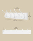 Wall-Mounted Coat Rack – Wood – Cloud White – 5 Dual Tri-Hooks