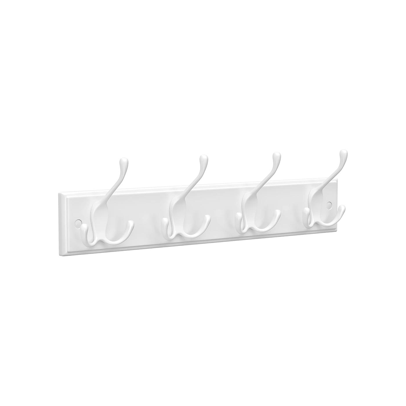 Wall Mounted Coat Rack – Metal – White – 4 Tri-Hooks for Entryway and Bathroom