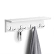 Wall-Mounted Coat Rack – Wooden and Metal – White – 4 Dual Hooks with Shelf