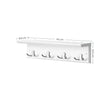 Wall-Mounted Coat Rack – Wooden and Metal – White – 4 Dual Hooks with Shelf