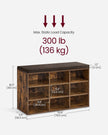 Storage Bench – Wood – Black – Padded Seat with 9 Adjustable Compartments