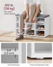 Storage Bench – Wood – White – Padded Seat with Adjustable Shelves and 9 Compartment Storage