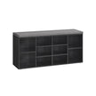 Shoe Bench – Wood – Ebony Black – Padded Seat with 9 Compartment Storage