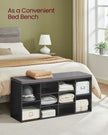 Shoe Bench – Wood – Ebony Black – Padded Seat with 9 Compartment Storage