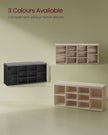 Shoe Bench – Wood – Ebony Black – Padded Seat with 9 Compartment Storage
