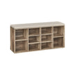 Shoe Bench – Wood – Camel Brown – Padded Seat with 9 Adjustable Compartments