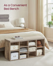 Shoe Bench – Wood – Camel Brown – Padded Seat with 9 Adjustable Compartments