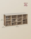 Shoe Bench – Wood – Camel Brown – Padded Seat with 9 Adjustable Compartments