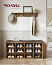 Shoe Storage Bench – Wood – White – Padded Seat with 12 Compartments, Load Capacity 150 kg