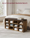 Shoe Storage Bench – Wood – White – Padded Seat with 12 Compartments, Load Capacity 150 kg