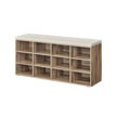 Shoe Bench – Wood – Camel Brown – Padded Seat with Adjustable Compartments
