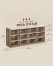 Shoe Bench – Wood – Camel Brown – Padded Seat with Adjustable Compartments