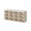 Storage Bench – Wood – Natural Beige – Padded Seat with 12 Compartments