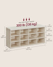 Storage Bench – Wood – Natural Beige – Padded Seat with 12 Compartments