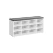 Shoe Bench – Wood – Classic White – Padded Seat with 12 Adjustable Compartments