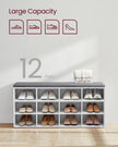 Shoe Bench – Wood – Classic White – Padded Seat with 12 Adjustable Compartments