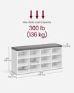 Shoe Bench – Wood – Classic White – Padded Seat with 12 Adjustable Compartments