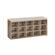Shoe Bench – Wood – Camel Brown and Cappuccino Beige – 15 Open Storage Compartments with Cushion