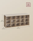 Shoe Bench – Wood – Camel Brown and Cappuccino Beige – 15 Open Storage Compartments with Cushion